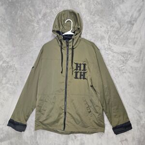 Hi Finest 2019 Mens Olive Green Hooded Jacket L Lightweight Embroider Streetwear